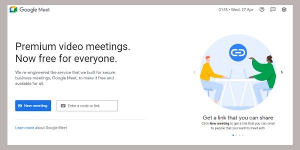 google meet homepage