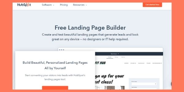 hubspot homepage, our choice for best landing page builder